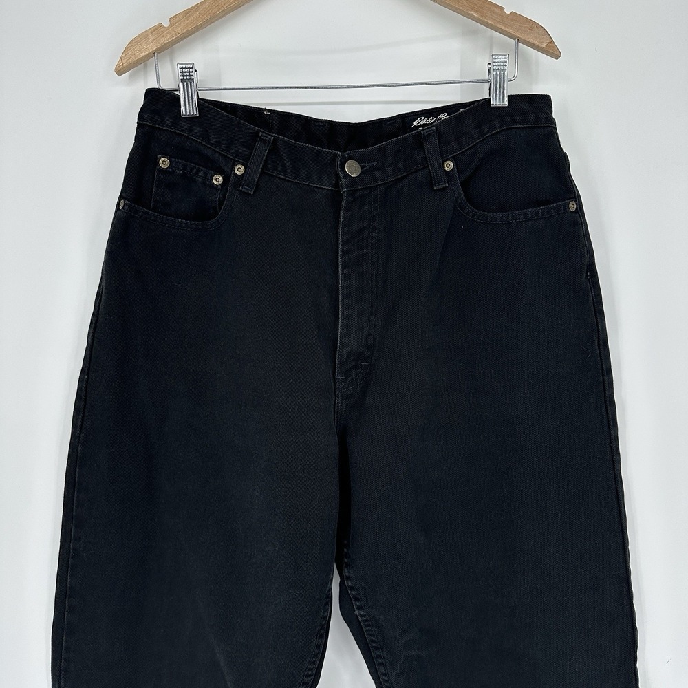 vintage Eddie Bauer relaxed-fit black denim pants heavy-duty 100% cotton 34 Men